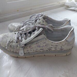 Remonte Soft side-zipper sneakers  floral metallic Women's 42/UK 8 /US10.5